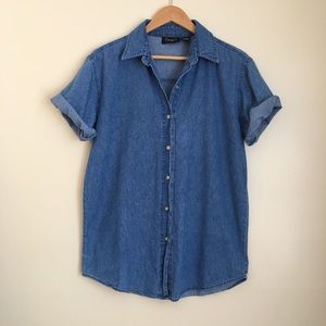 Vintage Denim Short Sleeve Button Up Shirt